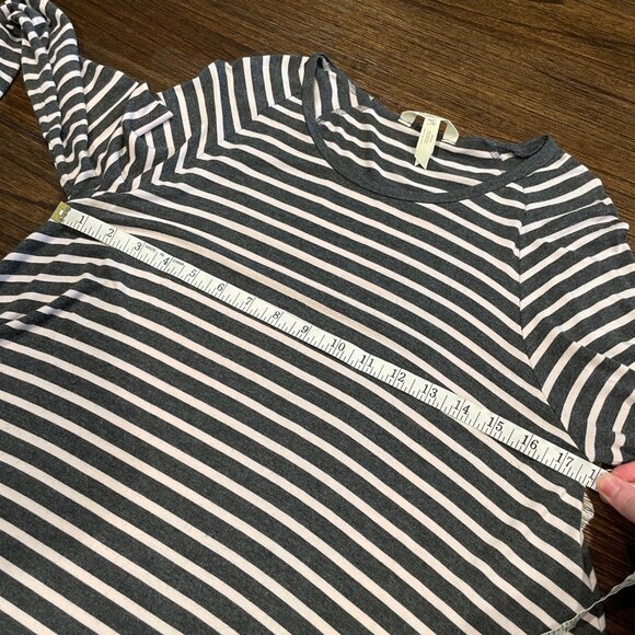 Matilda Jane Sz M Gray Pink Striped Swing Style Kettle Tee Tunic Mini Dress - Picture 6 of 8
